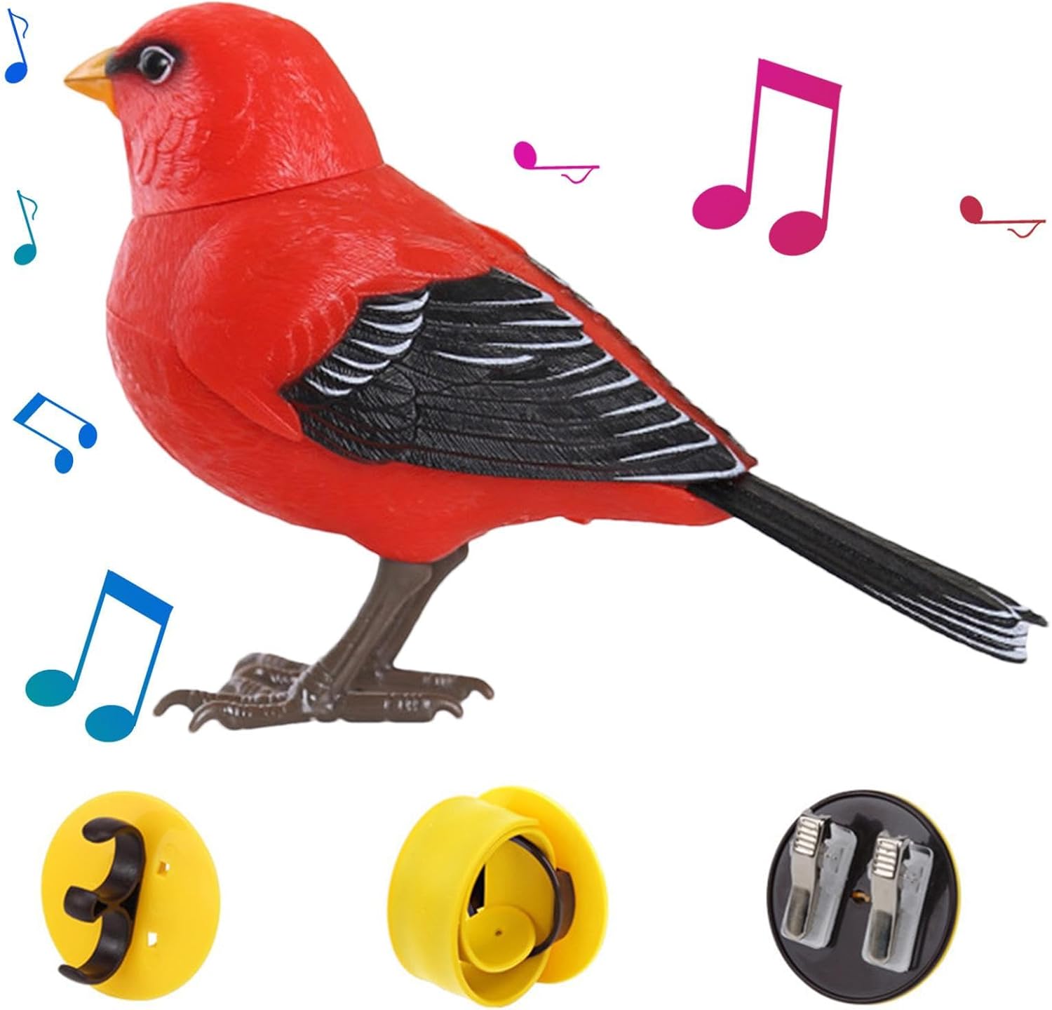 Juguete eléctrico de pájaro que canta y canto y canta, lindo juguete interactivo y decoración, movimiento y sonido activado, funciona con pilas,