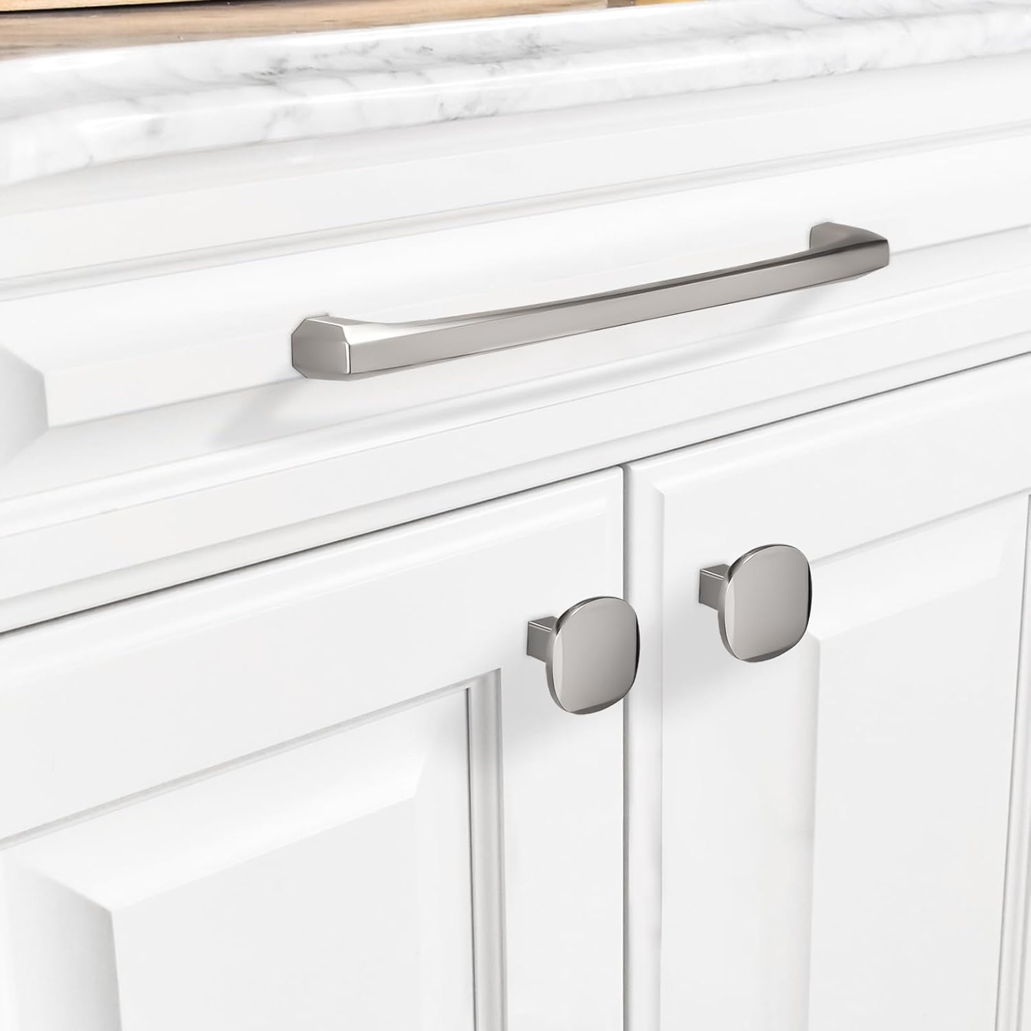COTYKILEY Paquete de 6 manijas de gabinete de cocina de níquel satinado cepillado de 7 pulgadas (6.969 in), tiradores plateados para puertas de