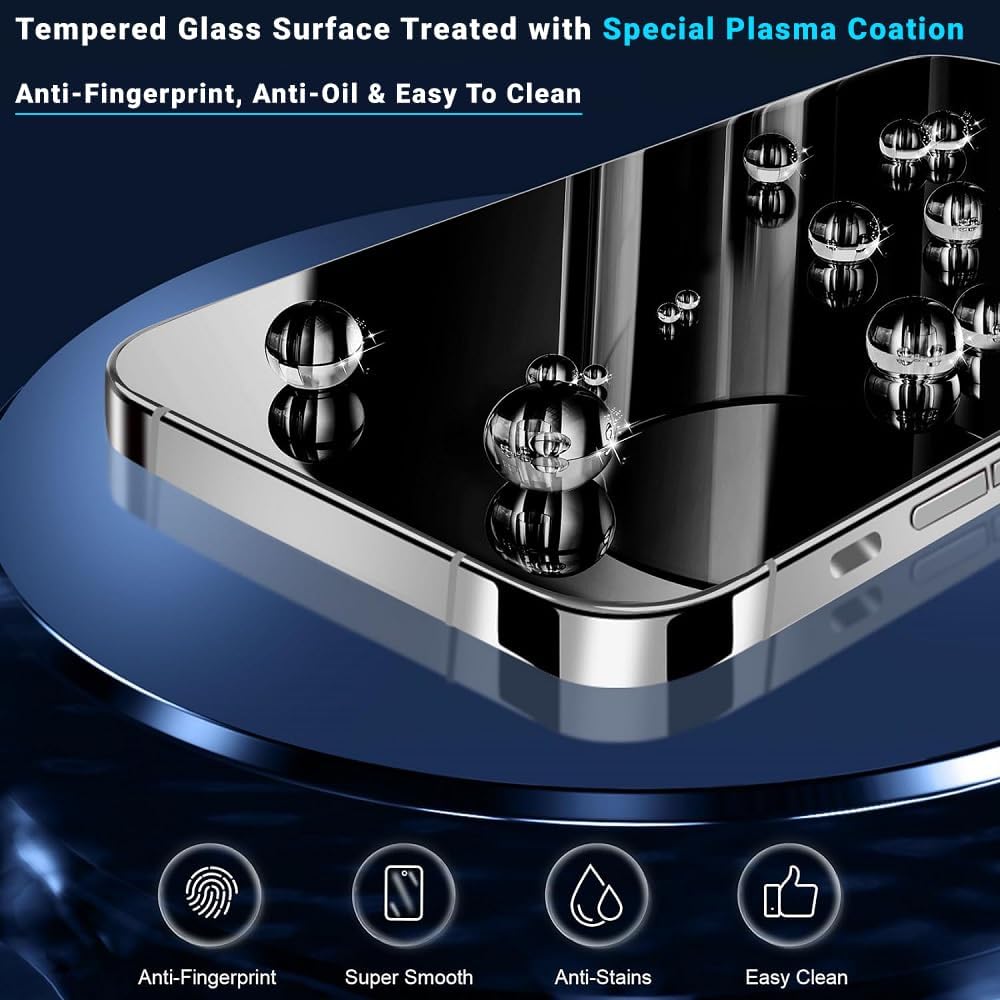 Paquete de 3 protectores de pantalla y 3 protectores de cámara para iPhone 15 Pro, protector de pantalla de vidrio templado resistente a los