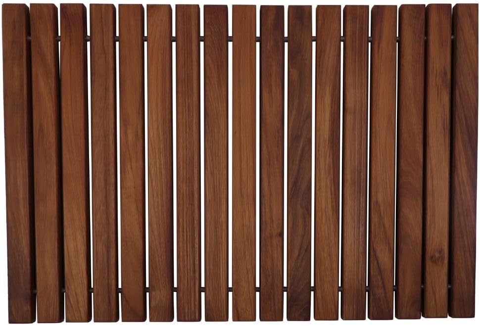 Nordic Style Teak Alfombra de ducha y baño, uso en interiores y exteriores, plataforma de madera antideslizante para sauna, piscina, decoración de