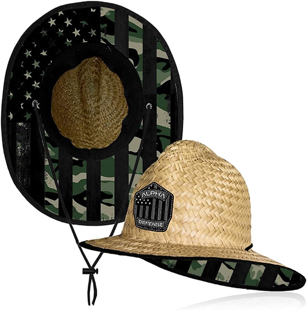 Alpha Defense Fire Co. Sombrero de paja  Sombrero bajo ala para hombres y mujeres  Incluye 1 protector facial