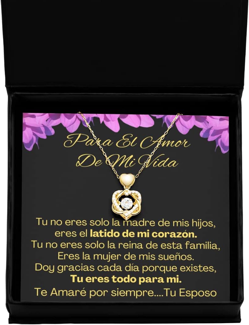 Cadena de oro para esposa con mensaje personalizado, regalo de aniversario de boda o Navidad, pendiente para mujer