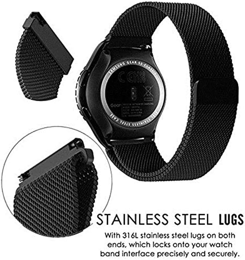 Upzuna Correa de reloj milanesa de liberación rápida deportiva de malla metálica para mujeres y hombres, universal de 0.709 in, 0.787 in, 0.866 in
