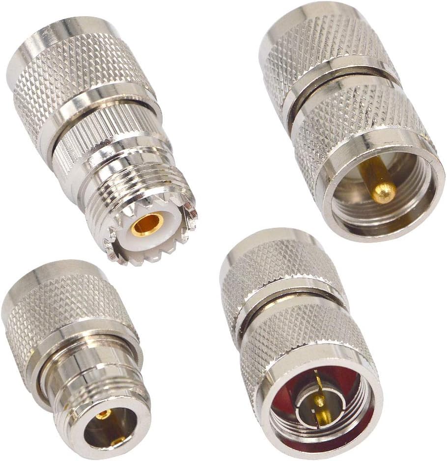 Boobrie Juego de conectores coaxiales de RF de 10 Uds. Kit de adaptador UHF macho UHF a FUHF a BNCUHF a NUHF a SMA Adaptador UHF Conector de cable