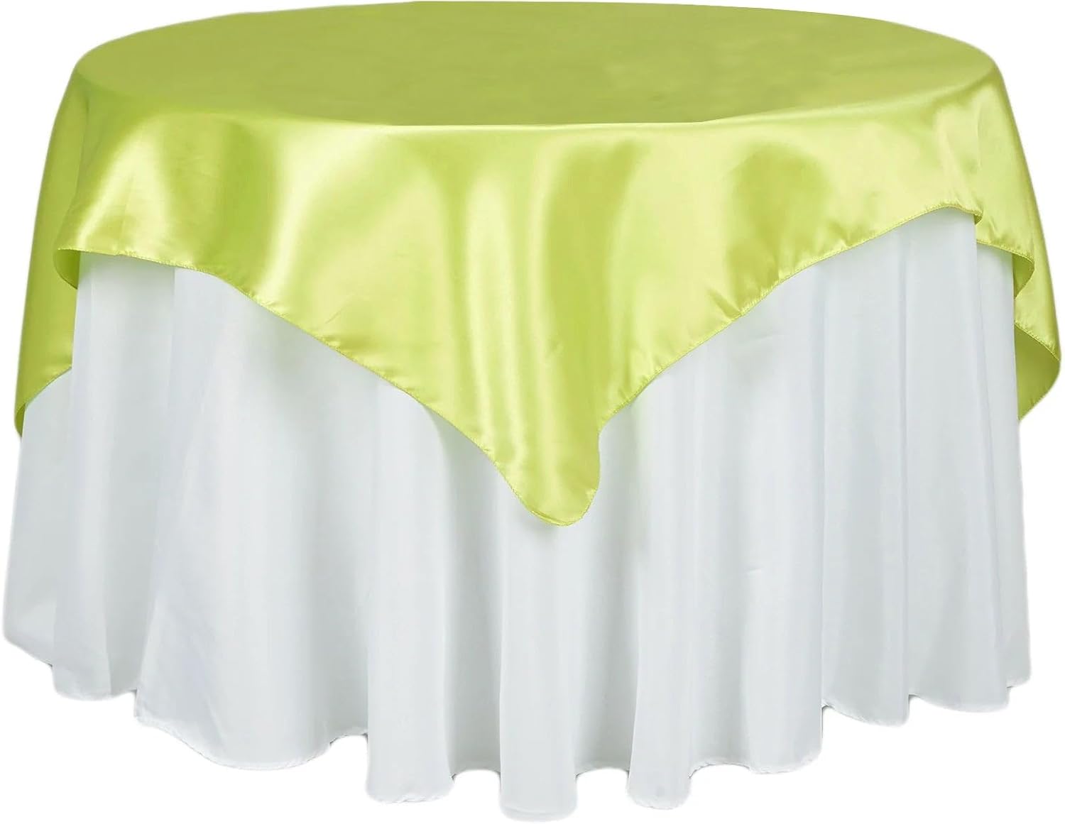Efavormart – Mantel cuadrado de satén de 72 pulgadas para decoración de mesa de bodas, catering, fiesta, mantel cuadrado verde manzana