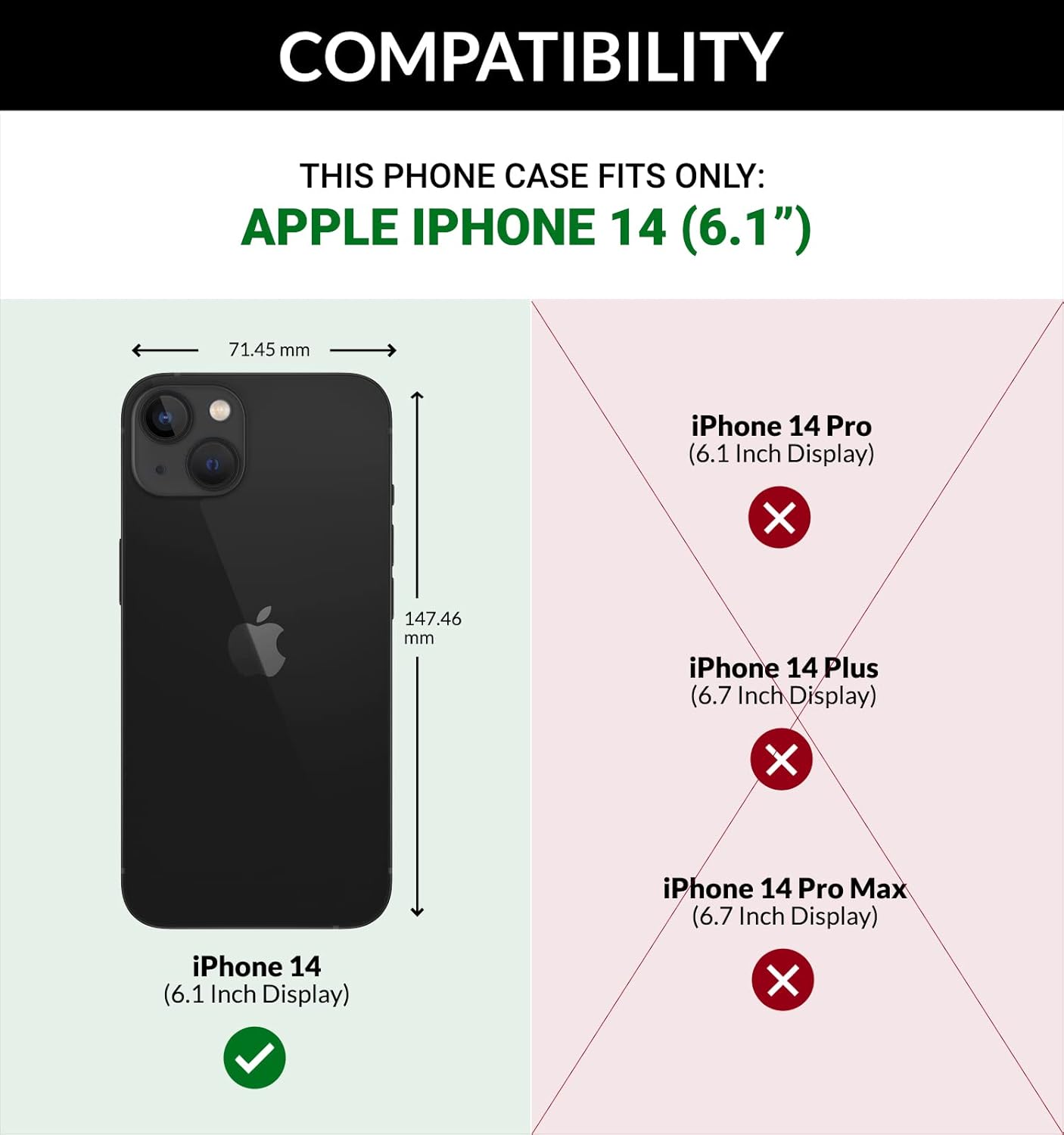 SURAZO Funda tipo cartera de piel auténtica para iPhone 14, 3 ranuras para tarjetas RFID y bolsillo para efectivo, cierre magnético seguro y función