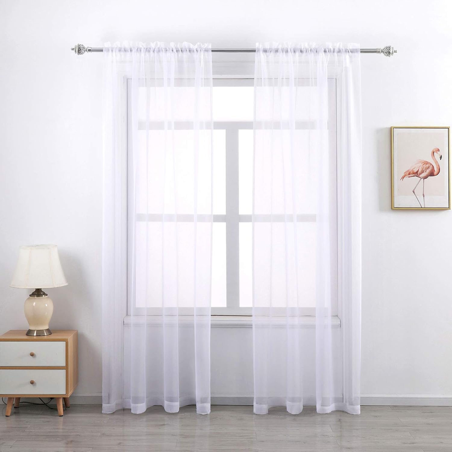 GYROHOME Cortina de gasa transparente con bolsillo para barra, filtro de luz solar, protege la privacidad de poliéster transparente para sala de