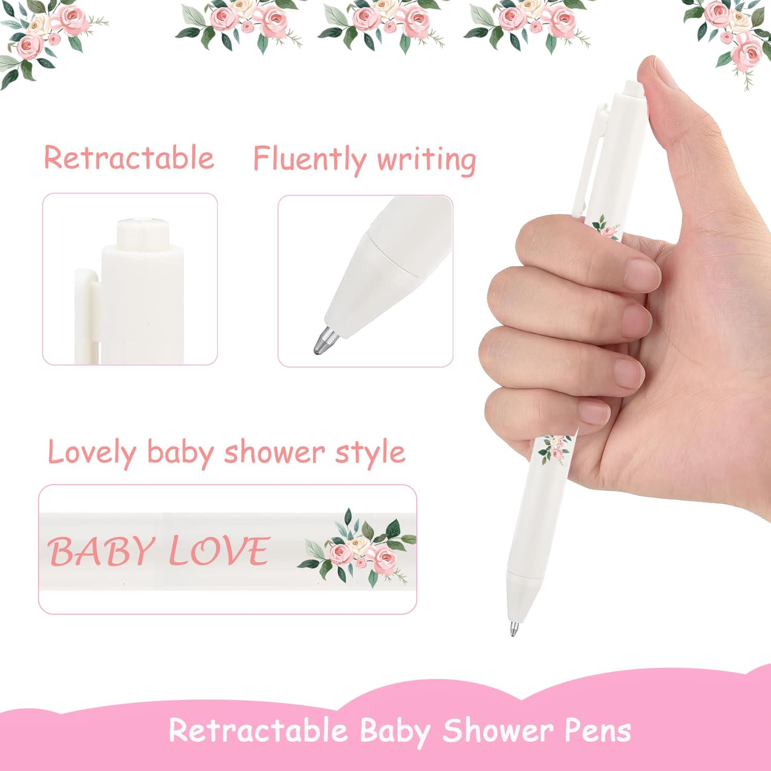 Bolígrafos de baby shower, regalos de baby shower, regalos para invitados, premios a granel, decoración de juegos, bolígrafos retráctiles, recuerdos
