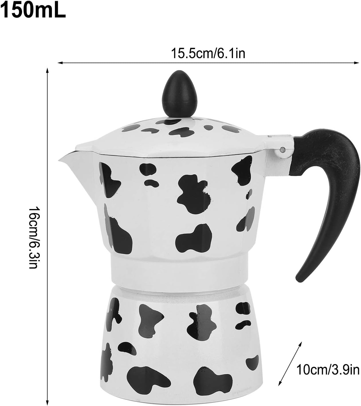 Cafetera para el hogar, hervidor concentrado a mano para verter moka color vaca con leche de aluminio color vaca para hervidor italiano hervir