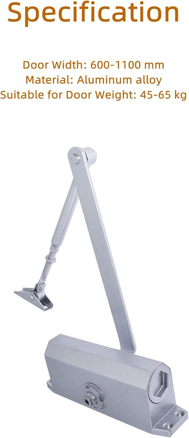 2 piezas de puerta comercial brazo de tubo ajustable de aluminio para cierrapuertas de carga 99.2-143.3 lbs