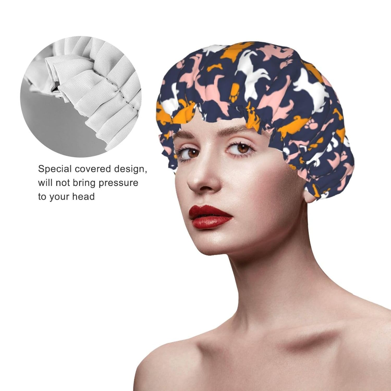 Dog Shower Cap Reusable Waterproof,Shower Caps For Women With Double Hair Caps,Bathing Cap Hair Cap For Shower