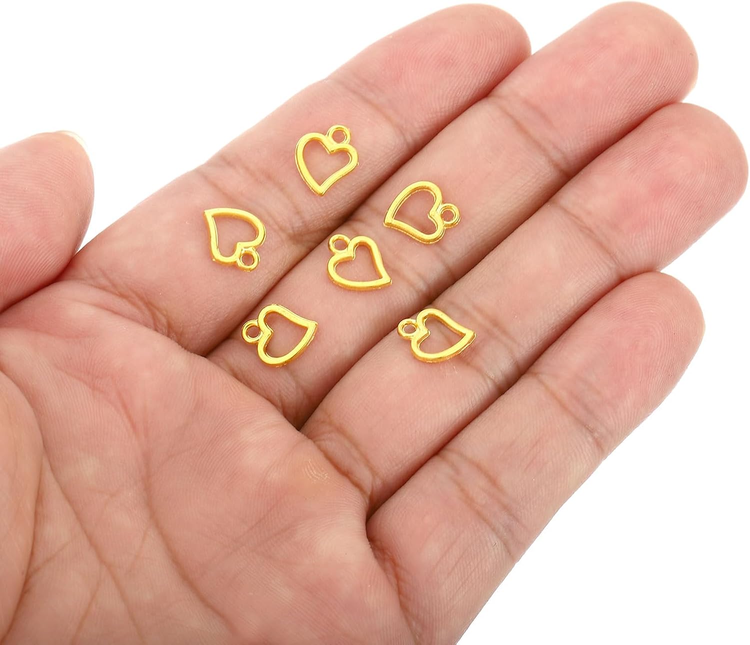 PATIKIL Dije de corazón, 50 piezas de mini dije de círculo de corazón, diseño de metal a granel para hacer joyas, pulseras, aretes, collares, bodas,