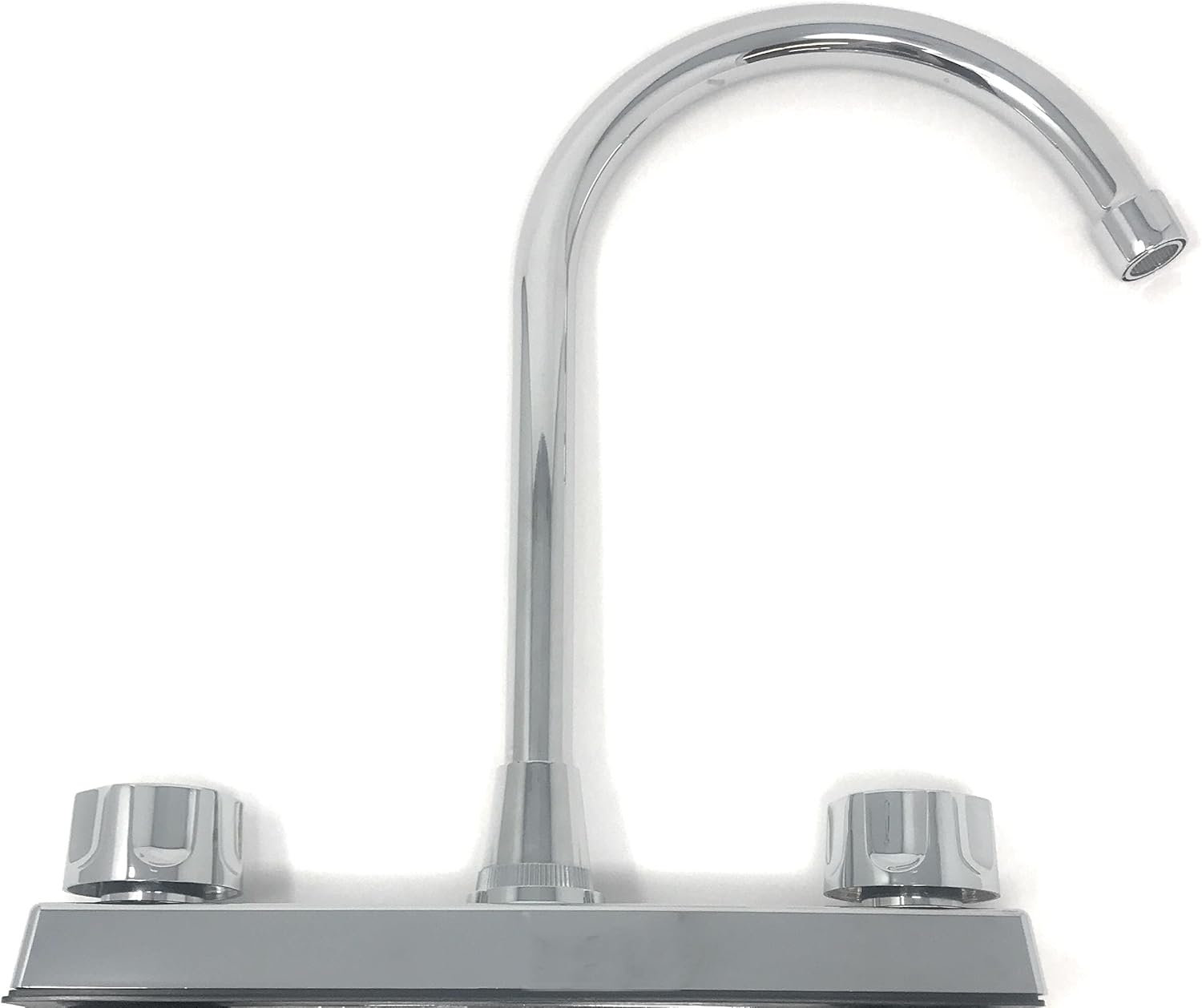Grifo de la cocina del cuerpo plástico del canalón del acero inoxidable de dos manijas de la superficie cromada 1035 P Agujero central de 8 pulgadas