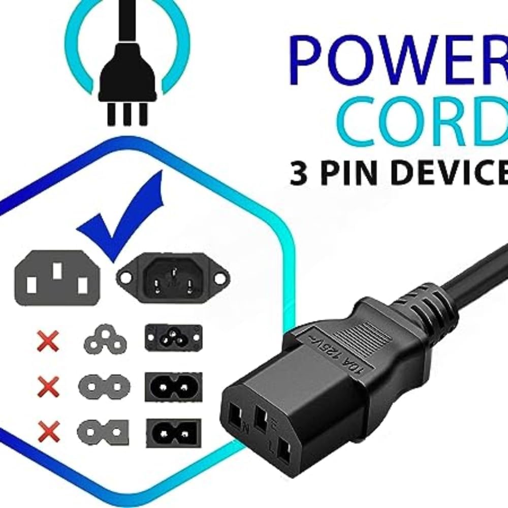 Marg Enchufe del cable de alimentación de CA para Insignia NS-LTDVD19-09 NS-LTDVD1909 19″ LCD Televisión