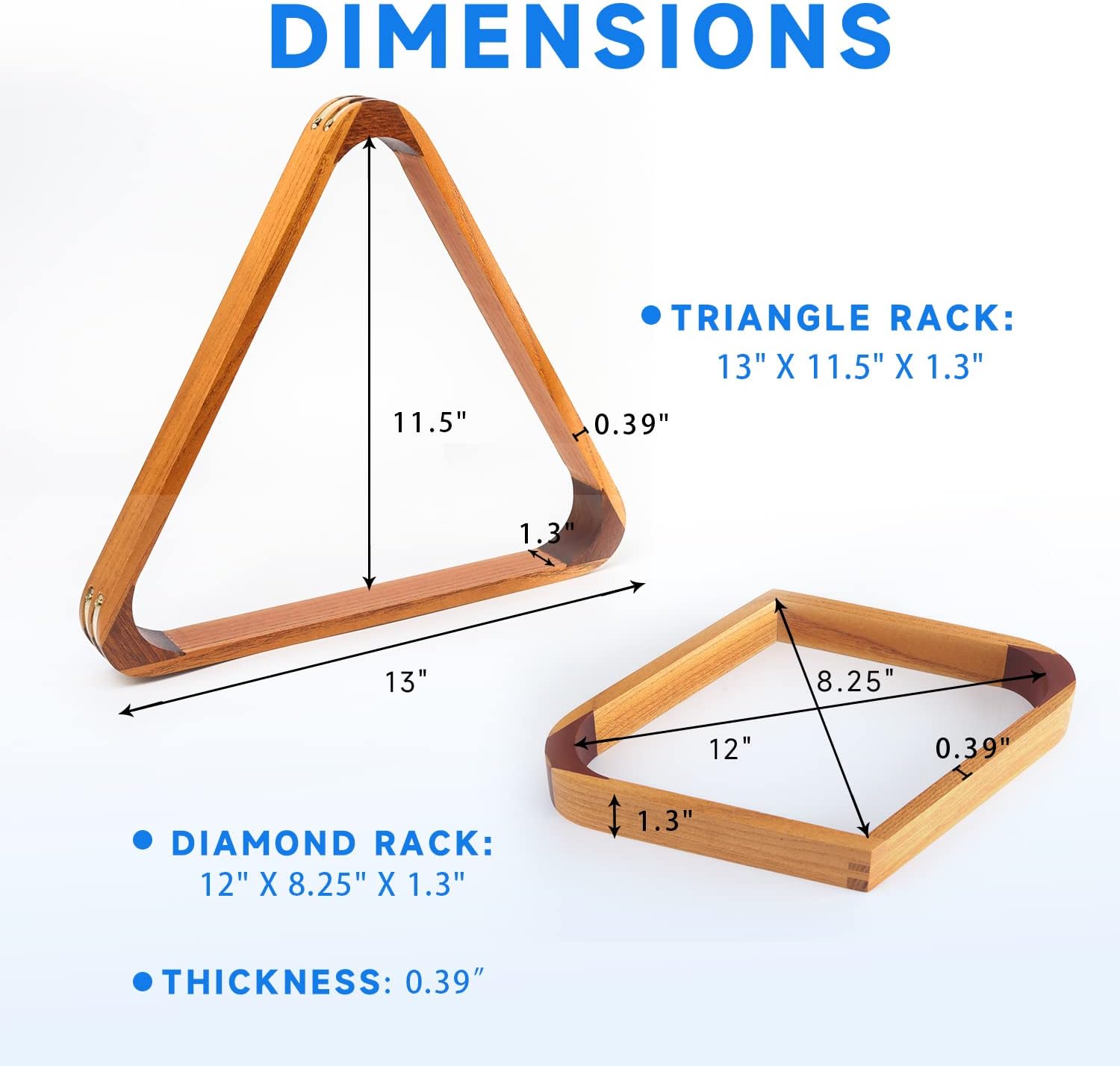 GSE Solid Wood Billiard 8-Ball Triangle & 9-Ball Diamond Pool Ball Racks with 2-14″ Standard Pool Balls, Billiard Balls and Racks Set, Pool Table