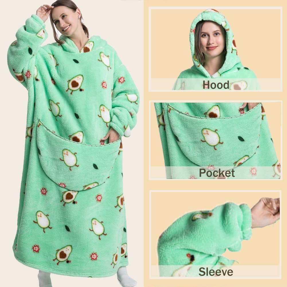 Très Chic Mailanda Manta con capucha para mujer, sudadera acogedora de gran tamaño con bolsillos gigantes para adultos y hombres