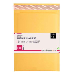 Sobres de envío de burbujas de papel kraft de 8.5 x 14.5 pulgadas, paquete de 100 sobres acolchados gruesos de burbujas para pequeñas empresas #3 Sobres de envío de burbujas de papel kraft de 8.5 x 14.5 pulgadas, paquete de 100 sobres acolchados gruesos de burbujas para pequeñas empresas #3