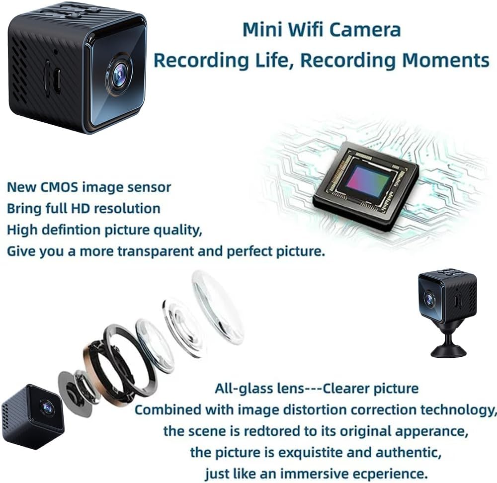 Mini cámara de seguridad inalámbrica 2023SHPTDJTIC para exterioresinteriores con audio, cámara oculta, cámara de vigilancia para el hogar, batería
