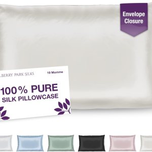 Mulberry Park Funda de almohada 100% seda, 19 momme, seda de morera grado 6A, cierre de sobre profundo, marfilKing (20 x 36 pulgadas) Mulberry Park Funda de almohada 100% seda, 19 momme, seda de morera grado 6A, cierre de sobre profundo, marfilKing (20 x 36 pulgadas)