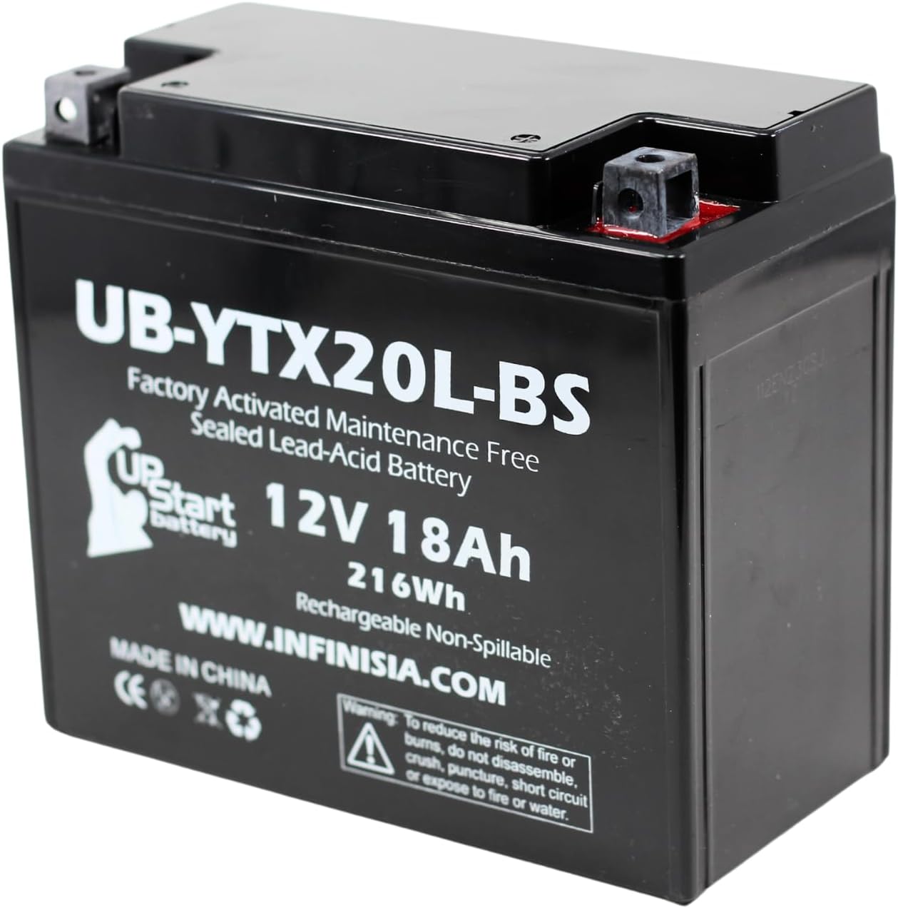 Batería de repuesto UB-YTX20L-BS para Honda TRX680FA Four Trax Rincon 680 CC ATV 2006 – Activado en fábrica, sin mantenimiento, batería de
