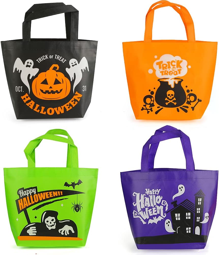 Shindel 24 bolsas de Halloween para dulce o truco, 13 x 10.2 pulgadas, grandes bolsas no tejidas para dulces y golosinas para niños, bolsas de