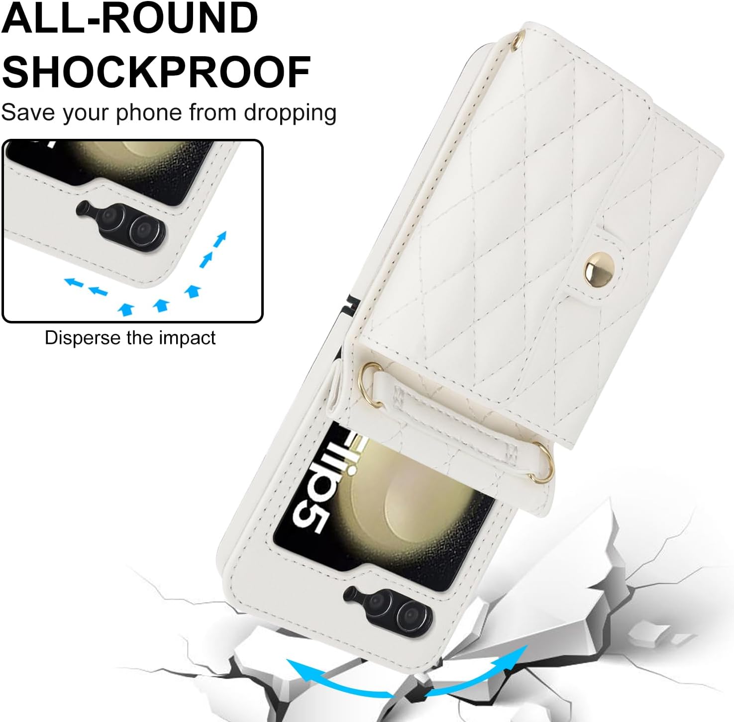 XIZYO Funda para Samsung Galaxy Z Flip 5, bonita funda de cuero tipo cartera con tarjetero y funda cruzada para mujeres y niñas, correa para la