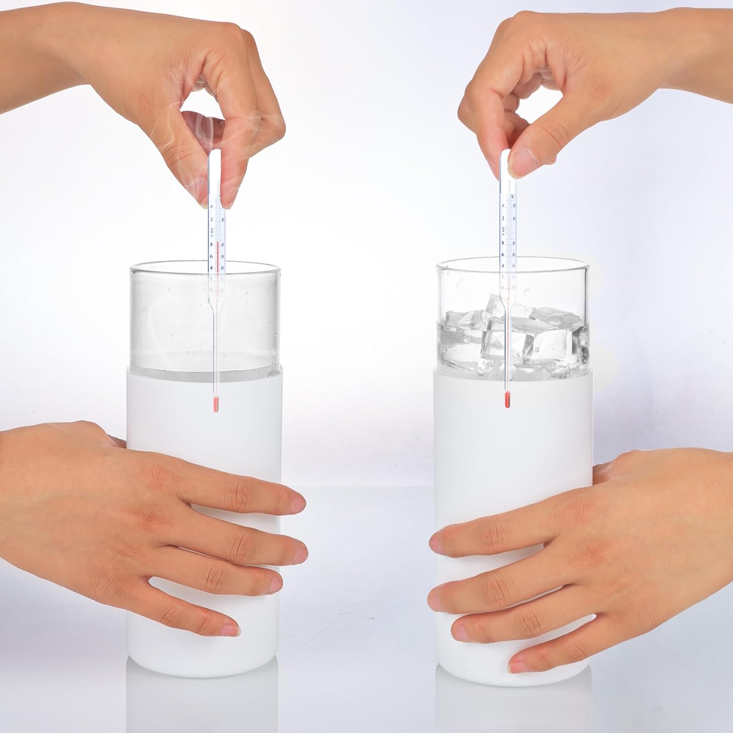 Moretoes Vaso de vidrio de 20 onzas con tapa y popote, botella de agua de vidrio, funda protectora de silicona de bambú, juego de vasos para café y