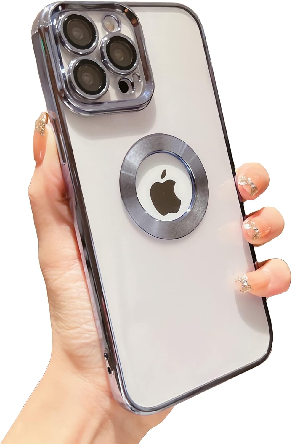 Funda para iPhone 13 Pro Max con protector de lente de cámara, funda transparente de lujo para mujeres y hombres, funda transparente de lujo de 6.7