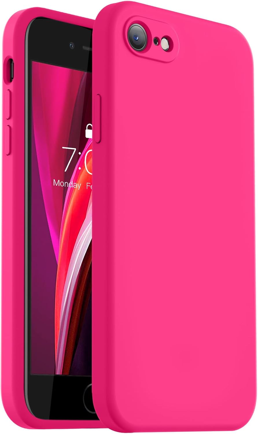 Vooii Funda para iPhone SE 20223rd2020, iPhone 87, silicona líquida mejorada con bordes cuadrados protección de cámara forro de microfibra suave