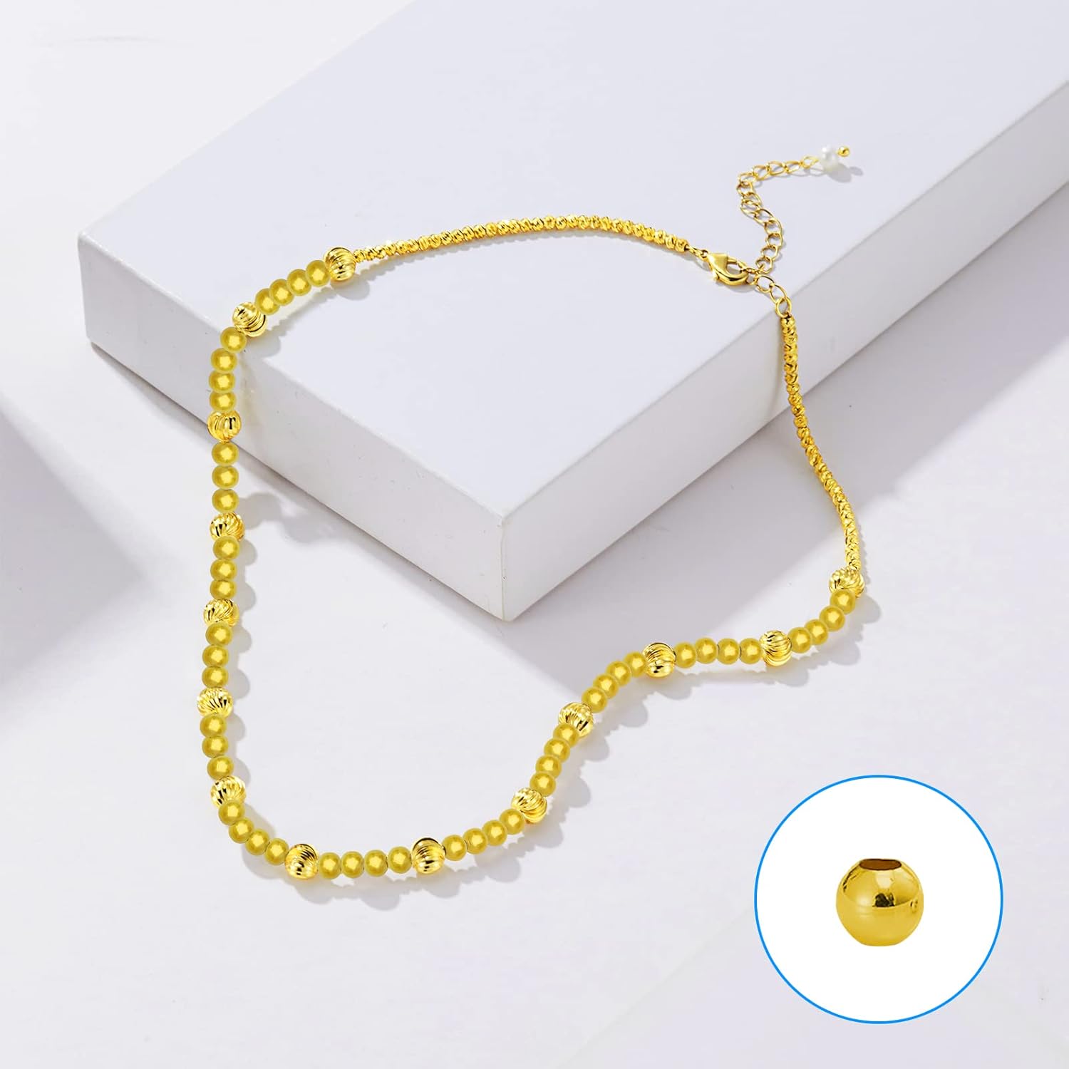 400 cuentas espaciadoras para fabricación de joyas, cuentas redondas chapadas en metal de 0.236 pulgadas, sin costuras, suaves, sueltas, cuentas de