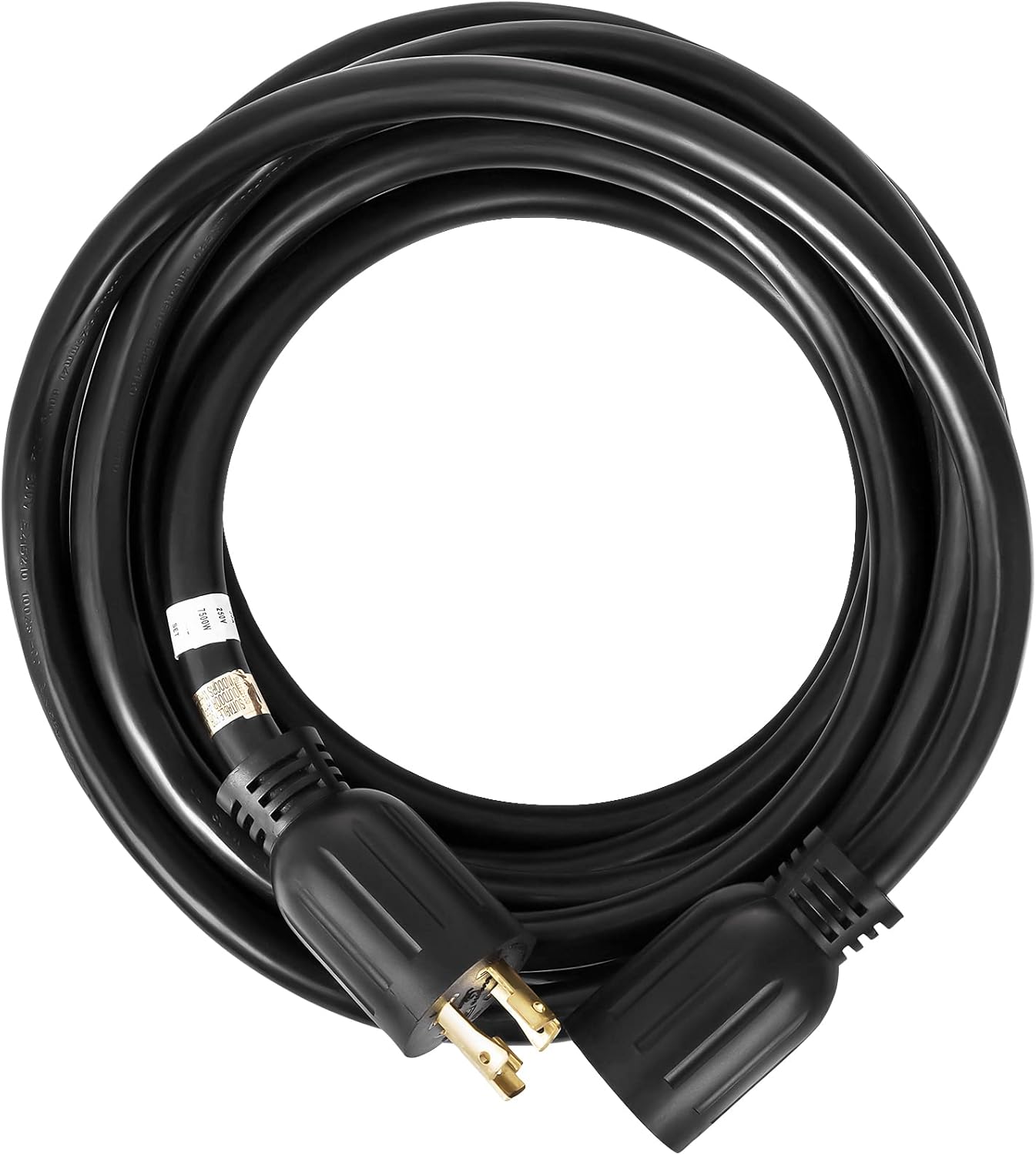 VEVOR Cable de extensión para generador de 50 pies y 30 amperios SJTW 10 AWG, 4 clavijas, NEMA L14-30P 125250V, cable de alimentación de generador