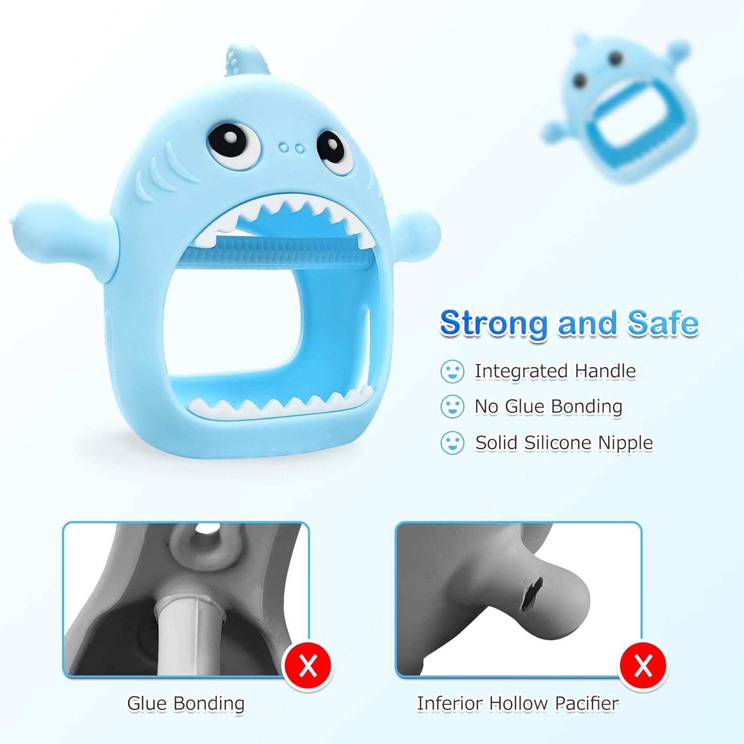Kpblis Juguete mordedor de silicona para bebés de 0 a 6 meses, nunca se cae, juguetes de dentición para bebés de 6 a 12 meses, chupetes mordedores