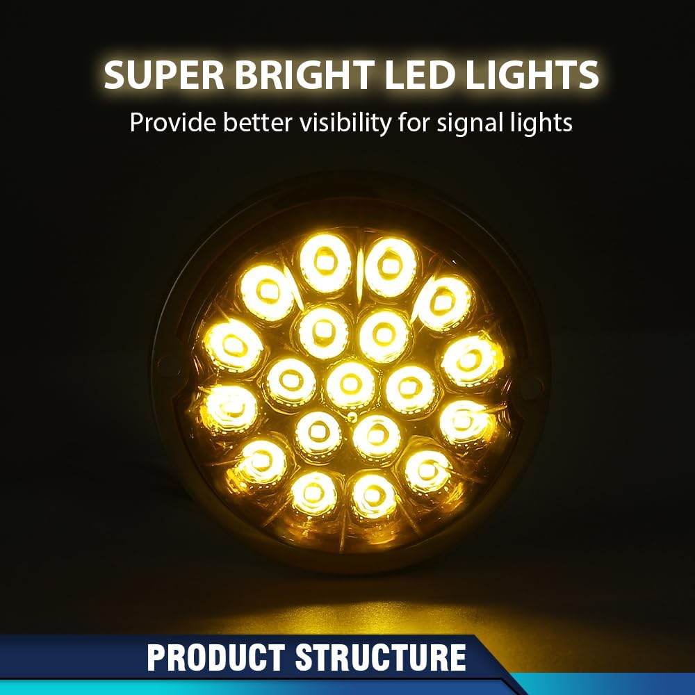 PIT66 Lente amarilla luz LED blanca cálida sandía (19 LED) marcador de señal de giro universal