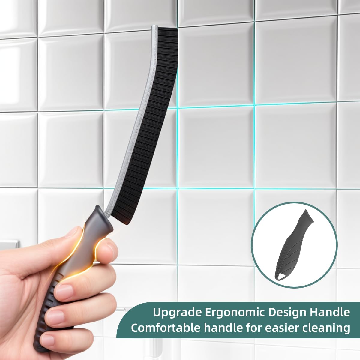 Tile and Grout Brush, Sturdy Crevice Cleaning Brush, Grout Brush with Long Handle, Easy Use Tile Scrub Brush, Cleaning Tool for Household Use, Tile,