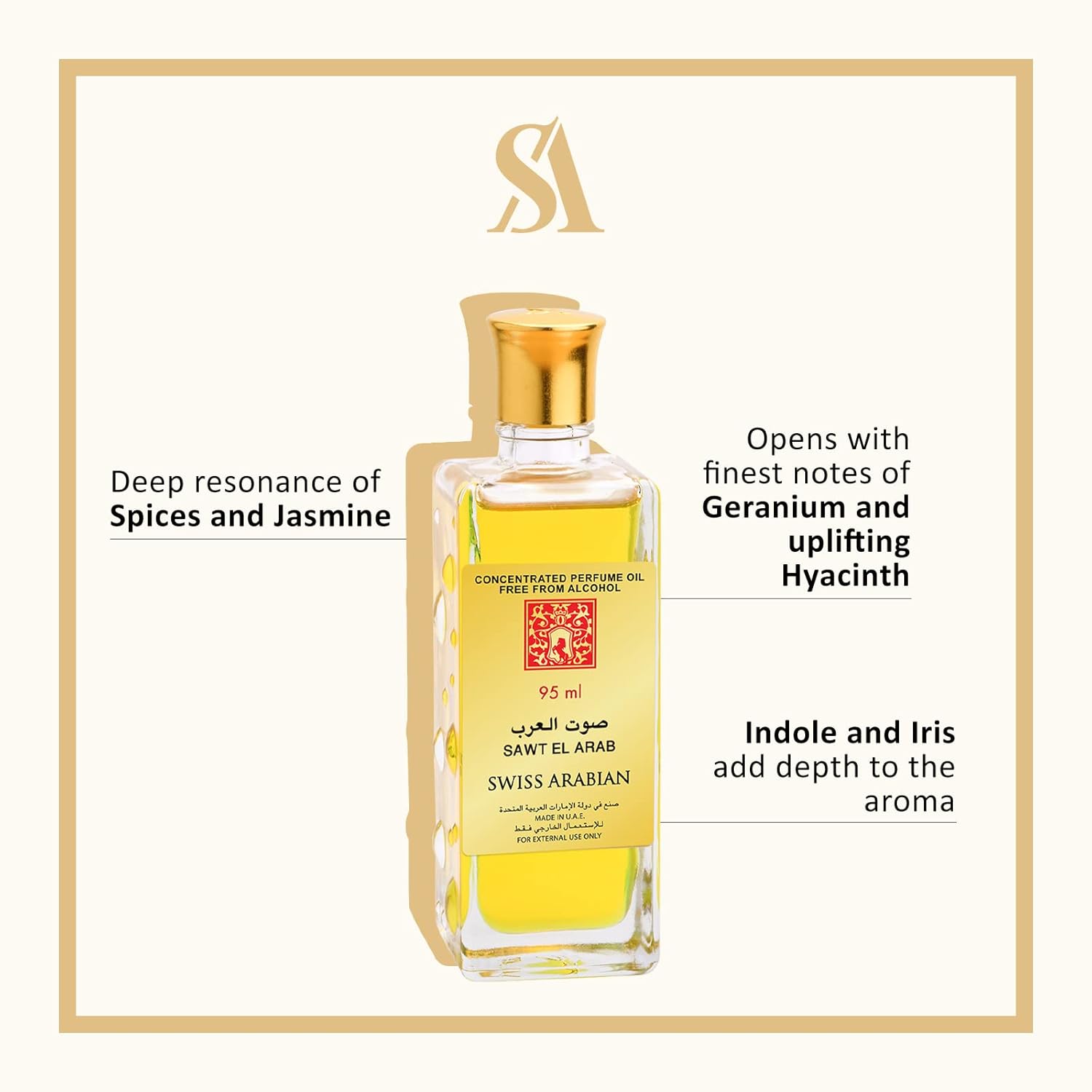 Swiss Arabian Sawt El Arab – Productos de lujo de Dubai – Aceite de perfume personal de larga duración – Una fragancia seductora, excepcionalmente