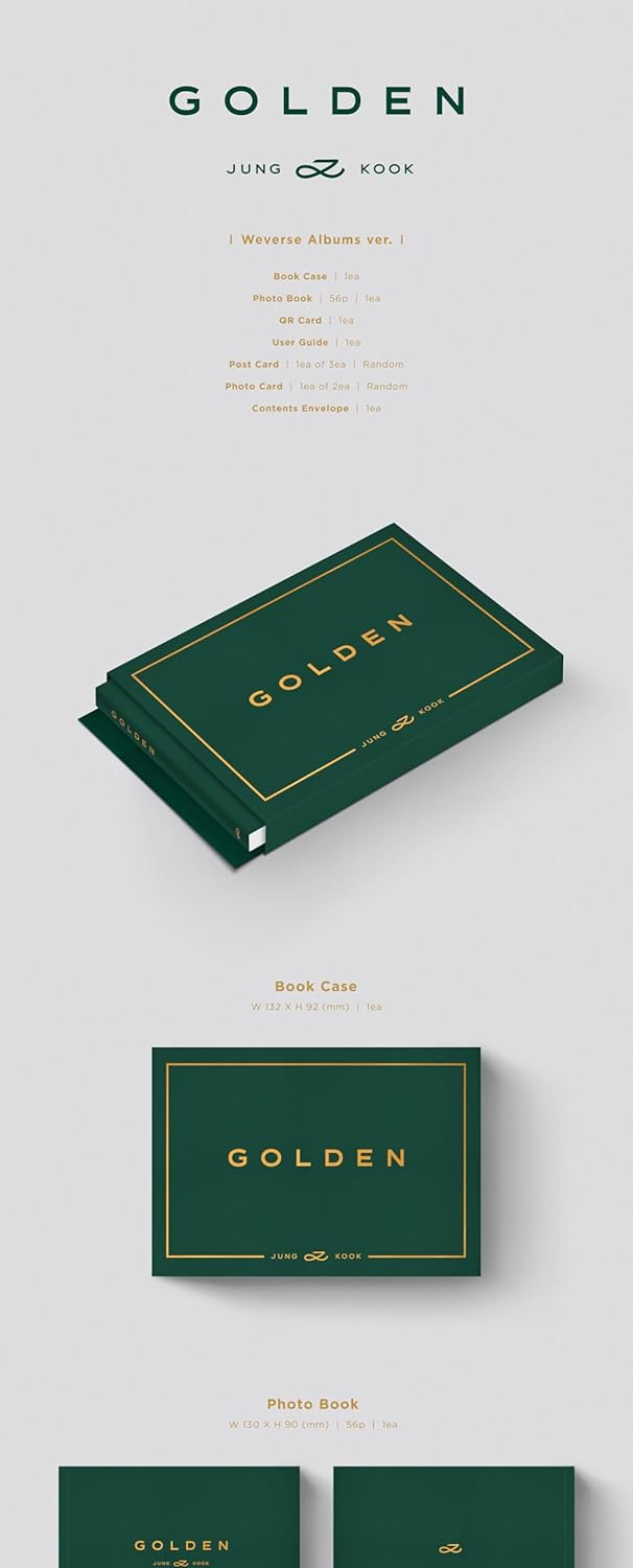 BTS Jungkook Golden 1st Contenido del álbum en solitario+Photobook+Photocard+Tracking Jung Kook (versión Weverse Albums)