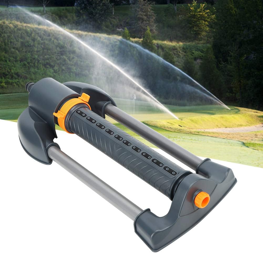 Fydun Aspersor de jardín de 20 agujeros con base de metal, rociador oscilante giratorio para césped, ángulo Sp, 20 agujeros, para jardín, metal para