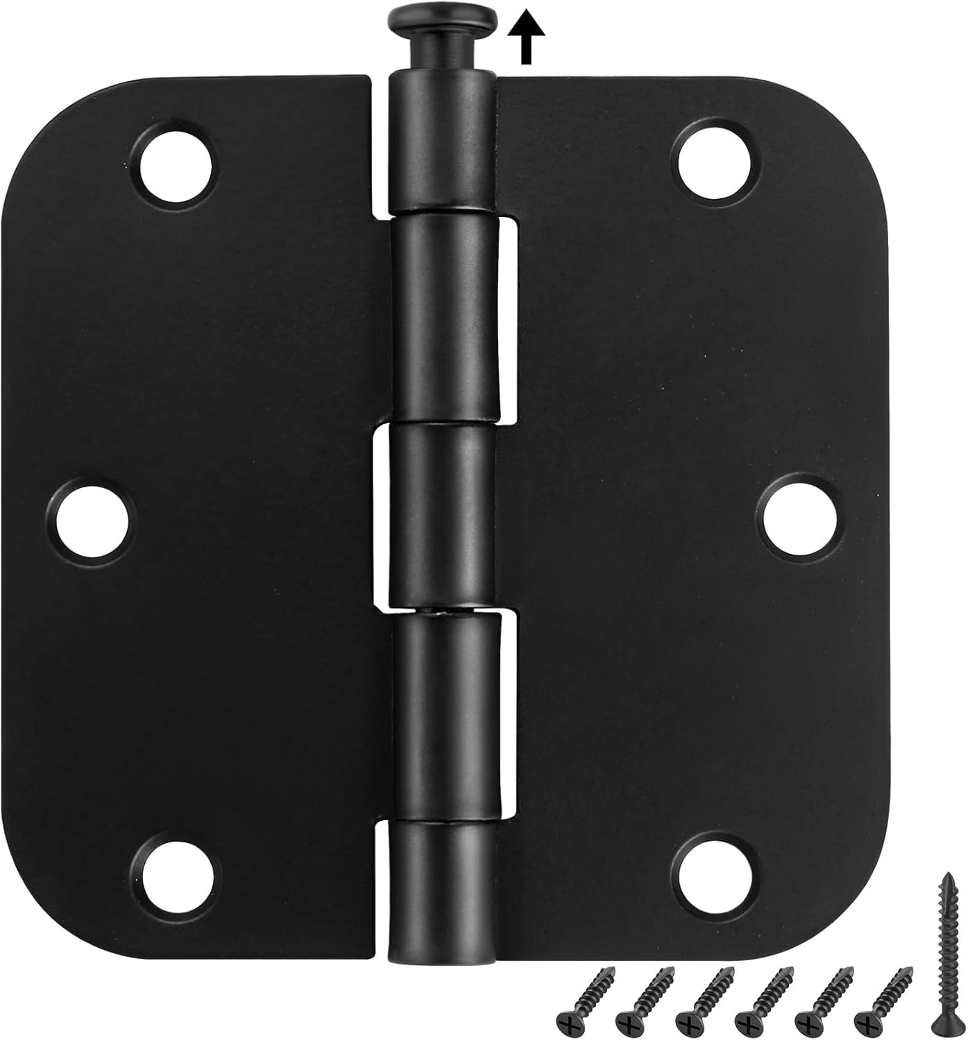 Paquete de 30 bisagras de puerta de color negro mate de 3.5 x 3.5 pulgadas, bisagras de puerta redondeadas interiores con radio de 58 pulgadas,