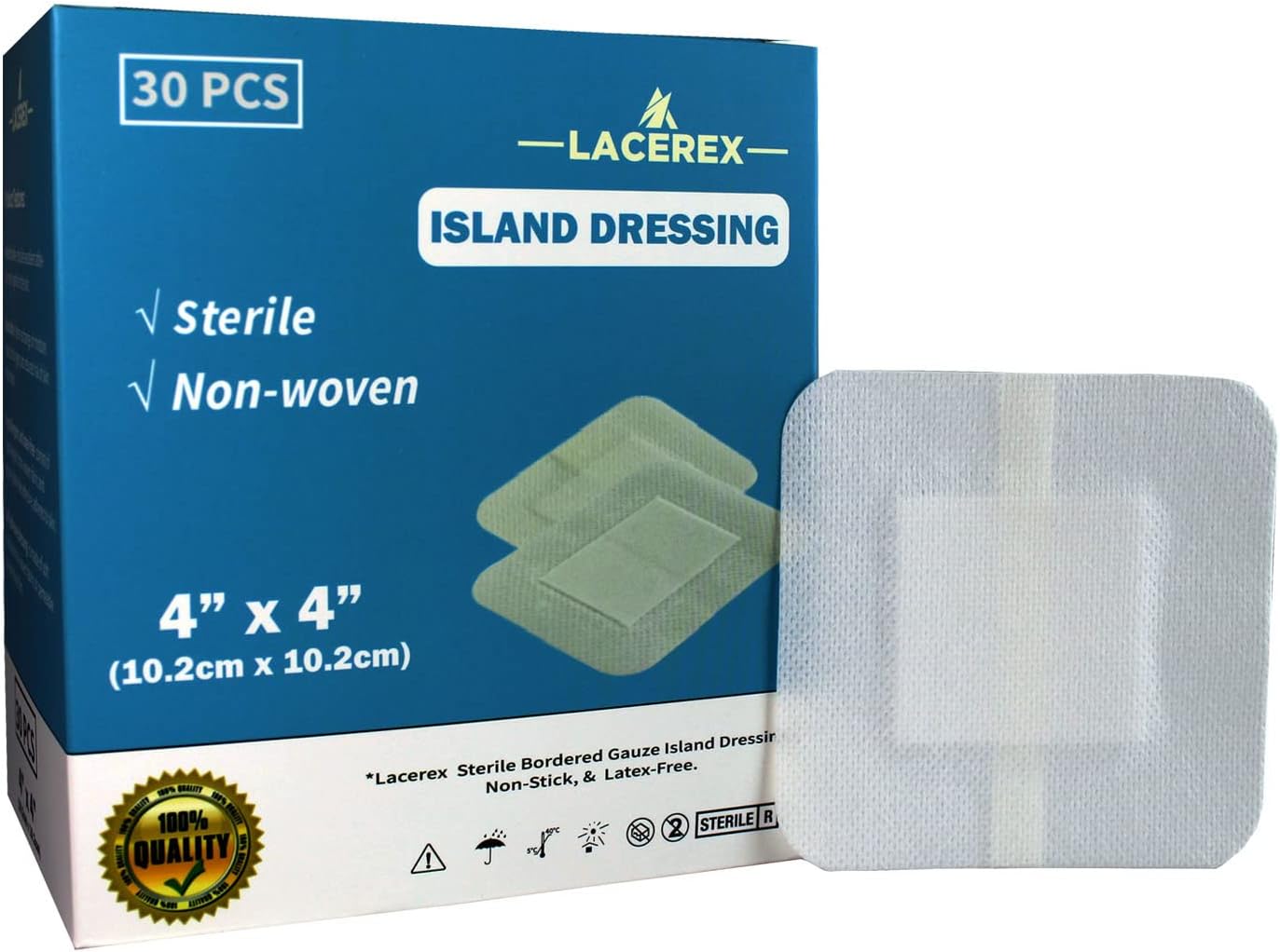 AWD Medical Vendaje adhesivo para islas, vendaje avanzado para heridas, borde estéril Lacerex, vendaje de gasa no tejida, antiadherente, sin látex,