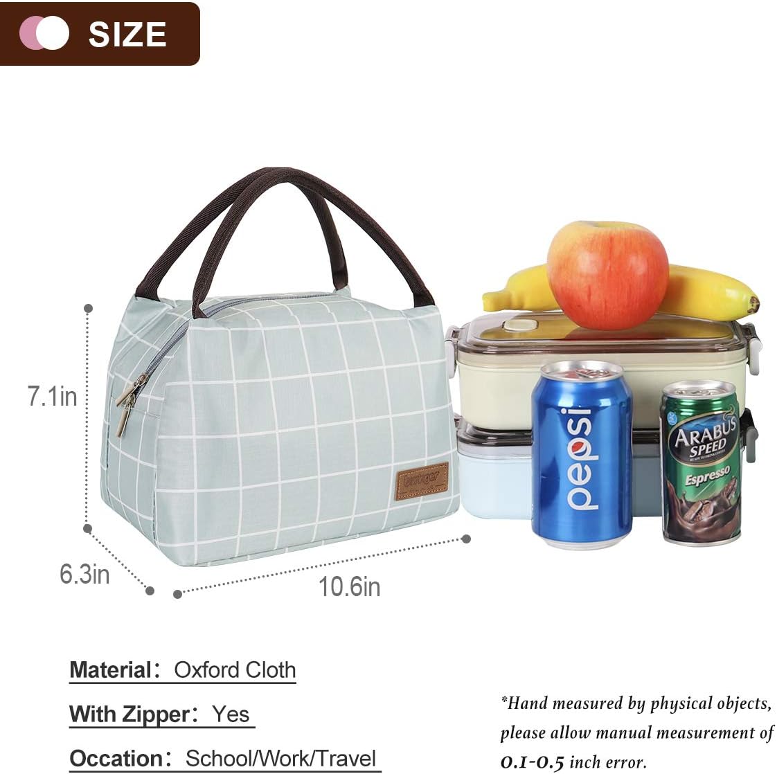 Bolso Buringer térmico reutilizable con aislamiento, para preparación de comidas en recipiente, térmico, para hombre y mujer, para el trabajo,