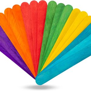 60 palitos de madera jumbo de 6 pulgadas de colores, palitos de paleta de madera arco iris, palitos anchos de paleta, palitos de golosinas, palitos 60 palitos de madera jumbo de 6 pulgadas de colores, palitos de paleta de madera arco iris, palitos anchos de paleta, palitos de golosinas, palitos