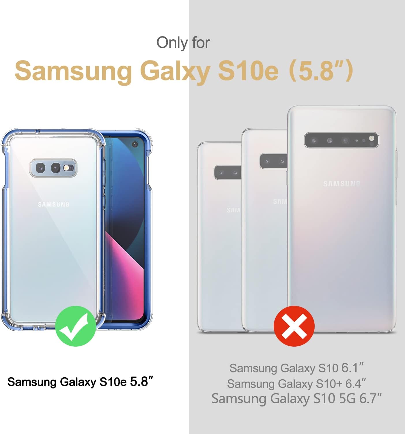 SURITCH Funda transparente para Samsung Galaxy S10E (solo 5.8 pulgadas), protector de pantalla integrado protección de cuerpo completo a prueba de