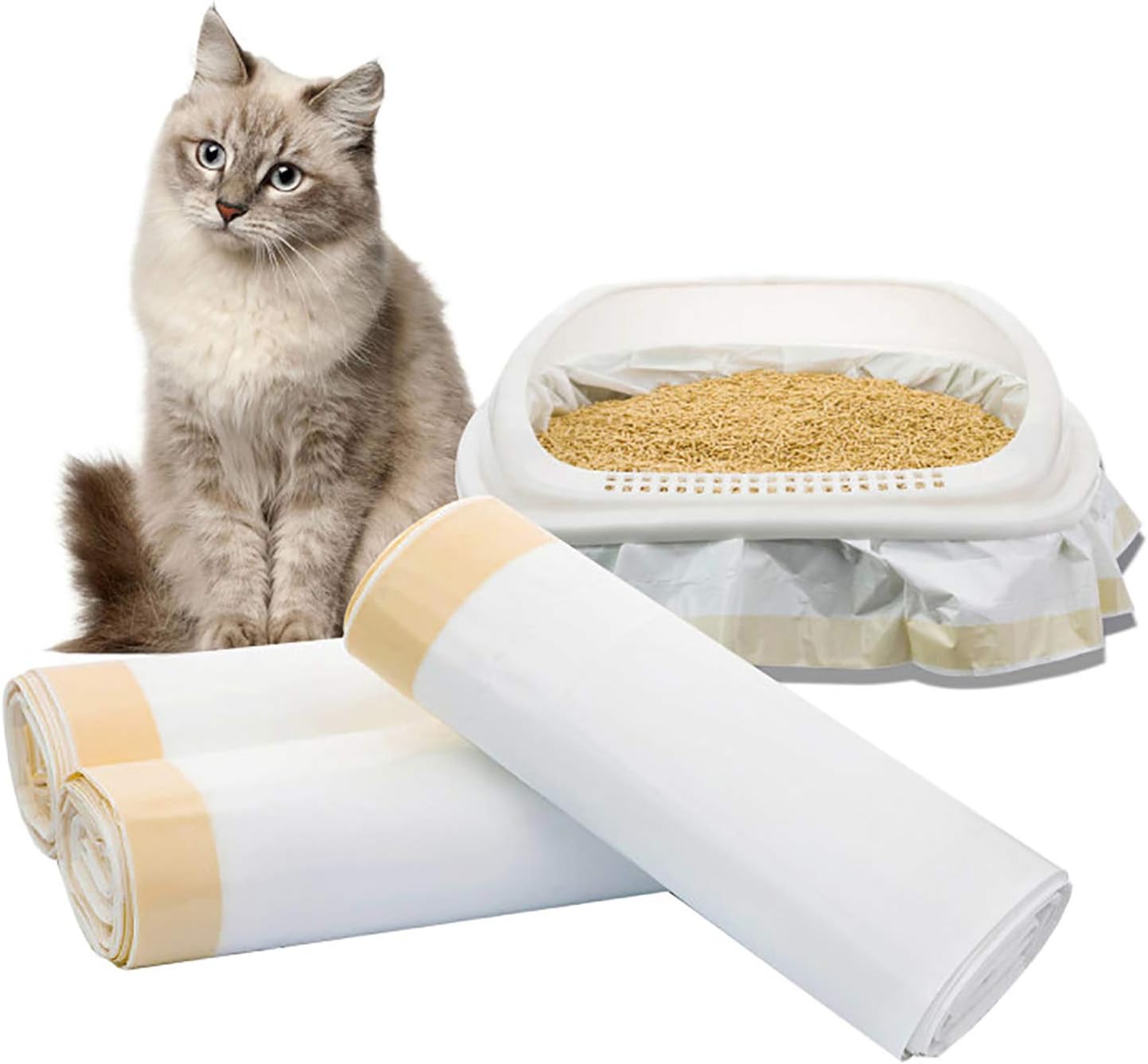 Revestimientos para arena para gatos, 21 forros resistentes para cajas de arena con cordón, bolsas extra jumbo, sin perfume, 45 x 18 pulgadas