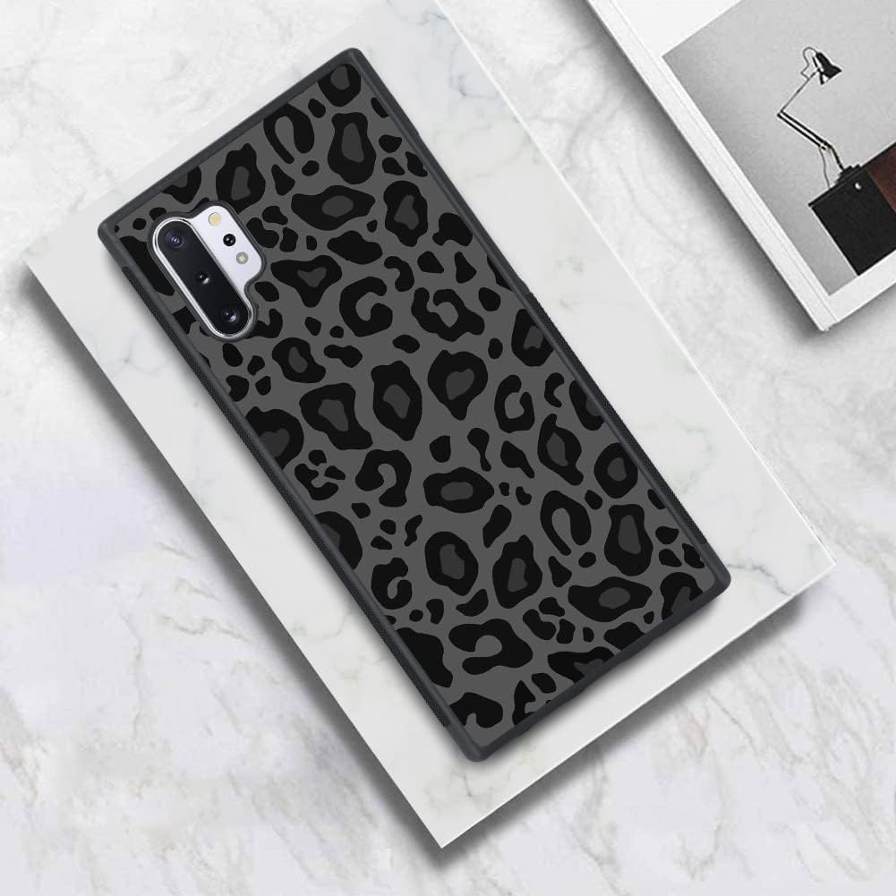 KANGHAR Funda compatible con Galaxy Note 10 Plus, diseño de leopardo negro, textura de neumático antideslizante + funda protectora de TPU resistente