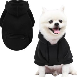 Jecikelon Sudadera con capucha para perro de invierno con bolsillos, ropa cálida para perros pequeños, abrigo de chihuahua, ropa de cachorro y gato Jecikelon Sudadera con capucha para perro de invierno con bolsillos, ropa cálida para perros pequeños, abrigo de chihuahua, ropa de cachorro y gato