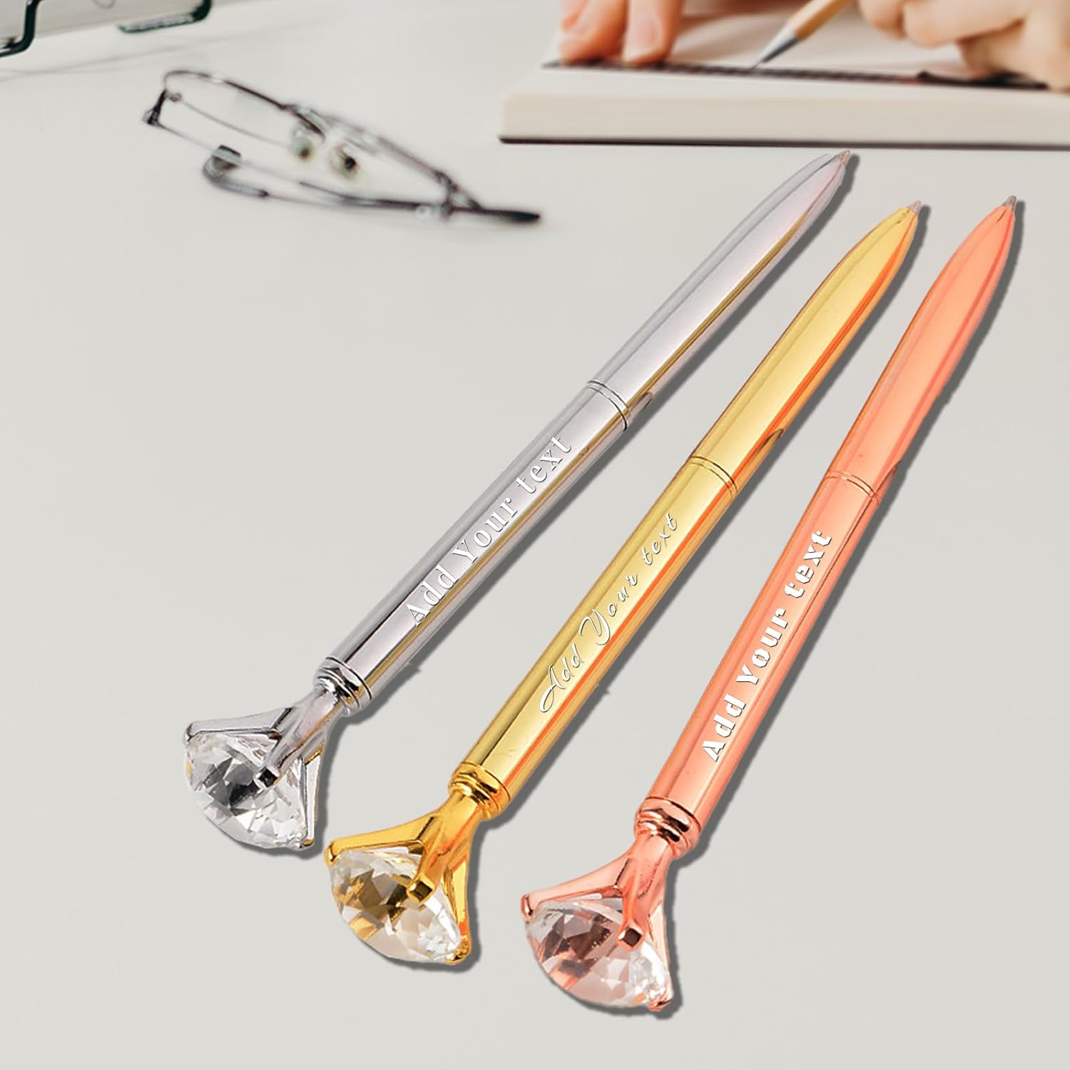 1 a 500 bolígrafos de diamante personalizados con cristal, bolígrafo de lujo a granel personalizado con texto de nombre grabado, regalo