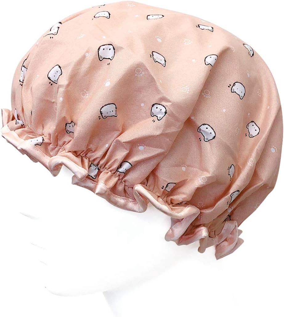 Wrapables Elegantes gorros de ducha impermeables de doble capa (juego de 4), puntos, cerezas y gatitos