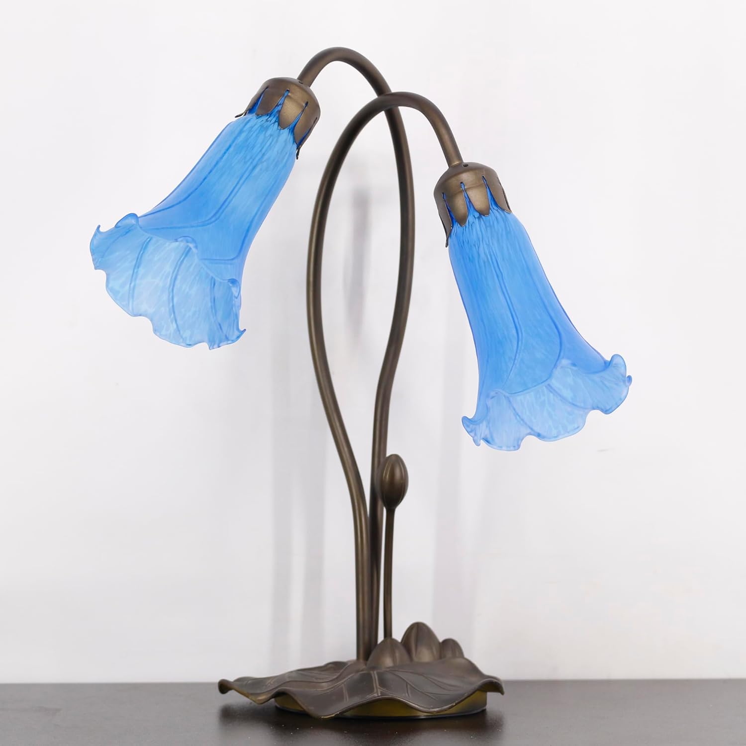 Lily – Pantalla de cristal de tulipán azul marino, 2 unidades, repuesto para lámpara de mesa, estilo Tiffany, pantalla de piso