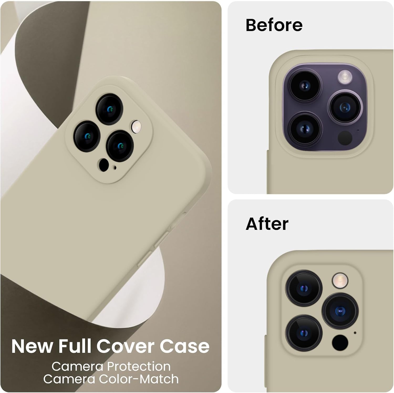 FireNova Funda para iPhone 14 Pro, funda de silicona mejorada protección de cámara con 2 protectores de pantalla, forro interior de microfibra suave