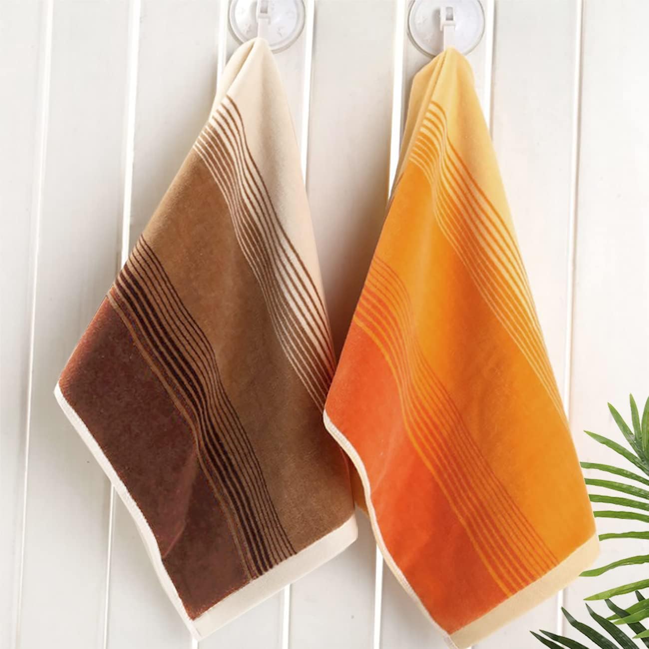 Pidada Juego de 4 toallas de mano con patrón de rayas, 100% algodón, suaves toallas decorativas para baño, 13.8 x 29.5 pulgadas (naranja)